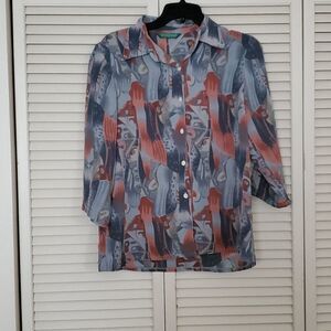 WENNAS gray & brown button down shirt